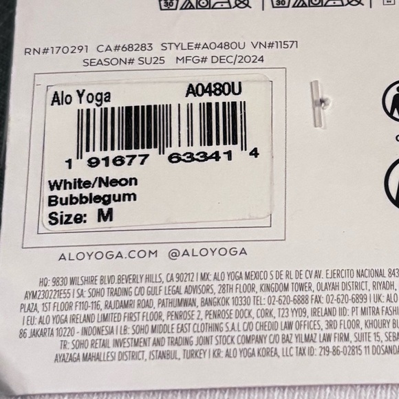 Alo Unisex Half-Crew Throwback Sock Whit & Pink Size Med - Picture 7 of 8